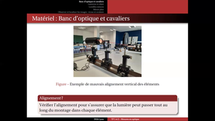 Présentation du matériel des TP mesures en optique