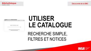 Utiliser le catalogue - Découverte de la BMC